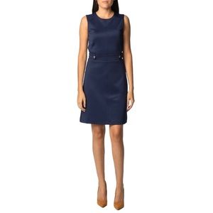 MK MICHAEL KORS Solid Scuba Sheath Navy Dress